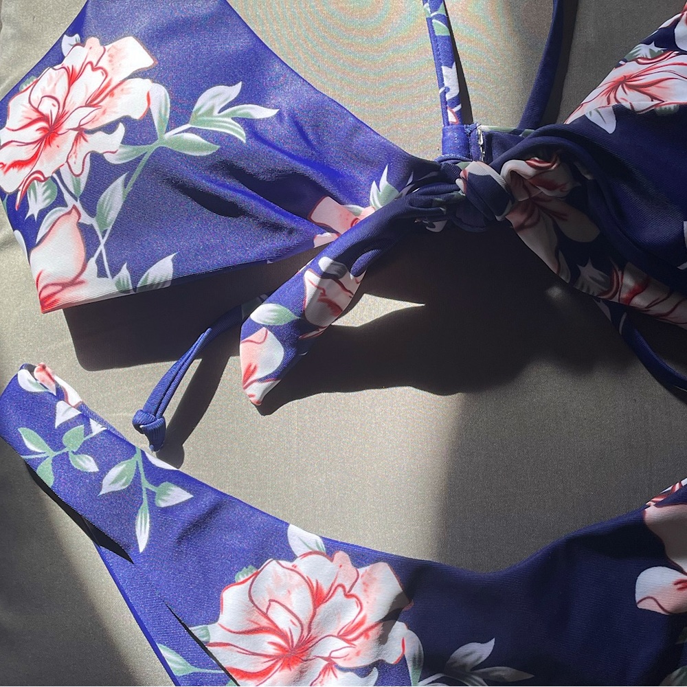 Indigo & Pink Floral Bikini Set
